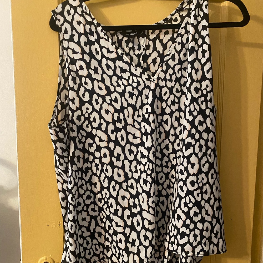 Express Open Tie back blouse leopard XL